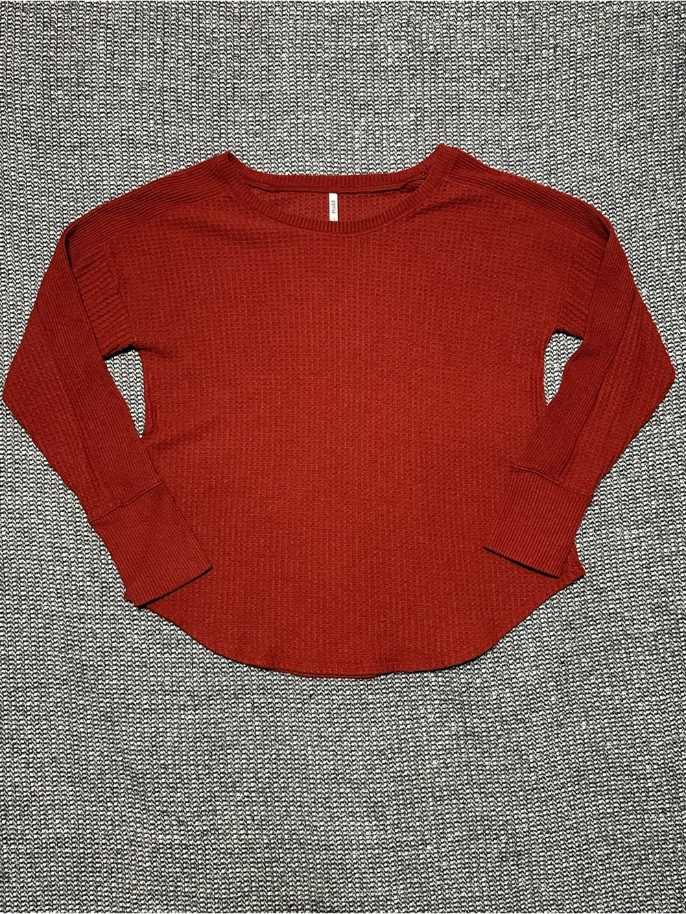 Mudd Waffle Knit Crewneck Top - Rust Red